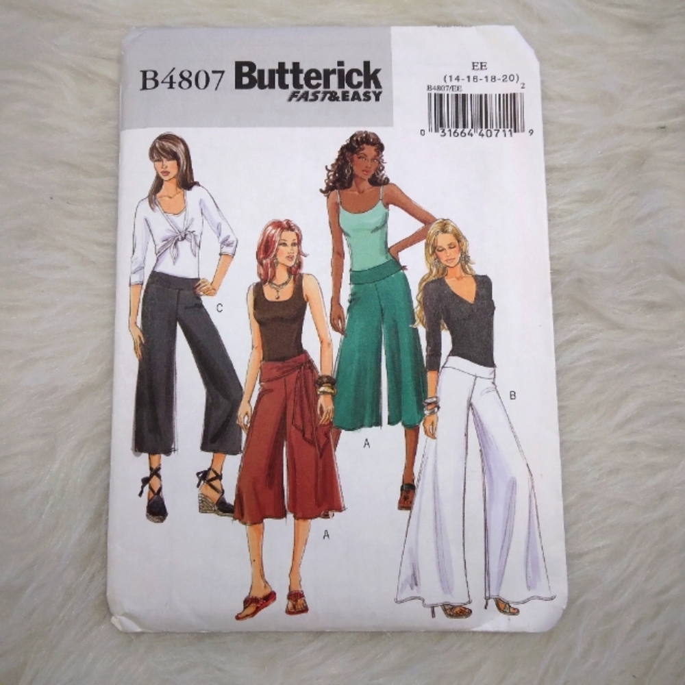 BUTTERICK B4807 SZ 14-20 Fast And Easy Pull On Pants And Sash